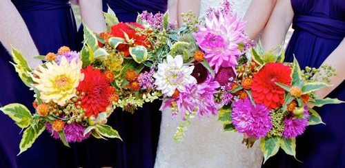 Joel and Eleanor Attendant Bouquets September 2012 | Dahlia Wedding Bride Bouquets